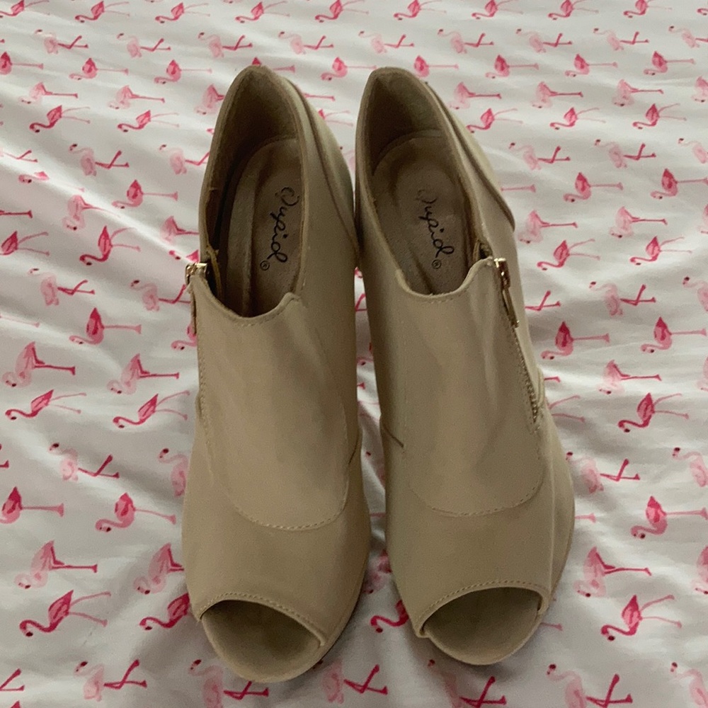 Beige high heels
